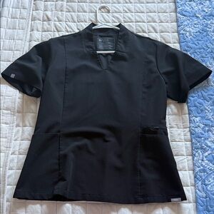 Figs Black V-Neck Scrub Top